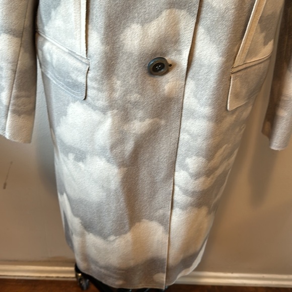 Moschino Jeans Gray White Clouds Wool Blend Coat - Picture 4 of 14